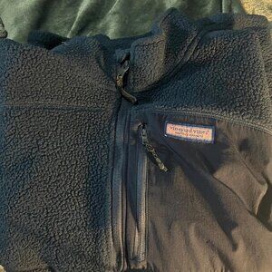 Navy Blue Mens Vineyard Vines Sherpa Pullover Size L